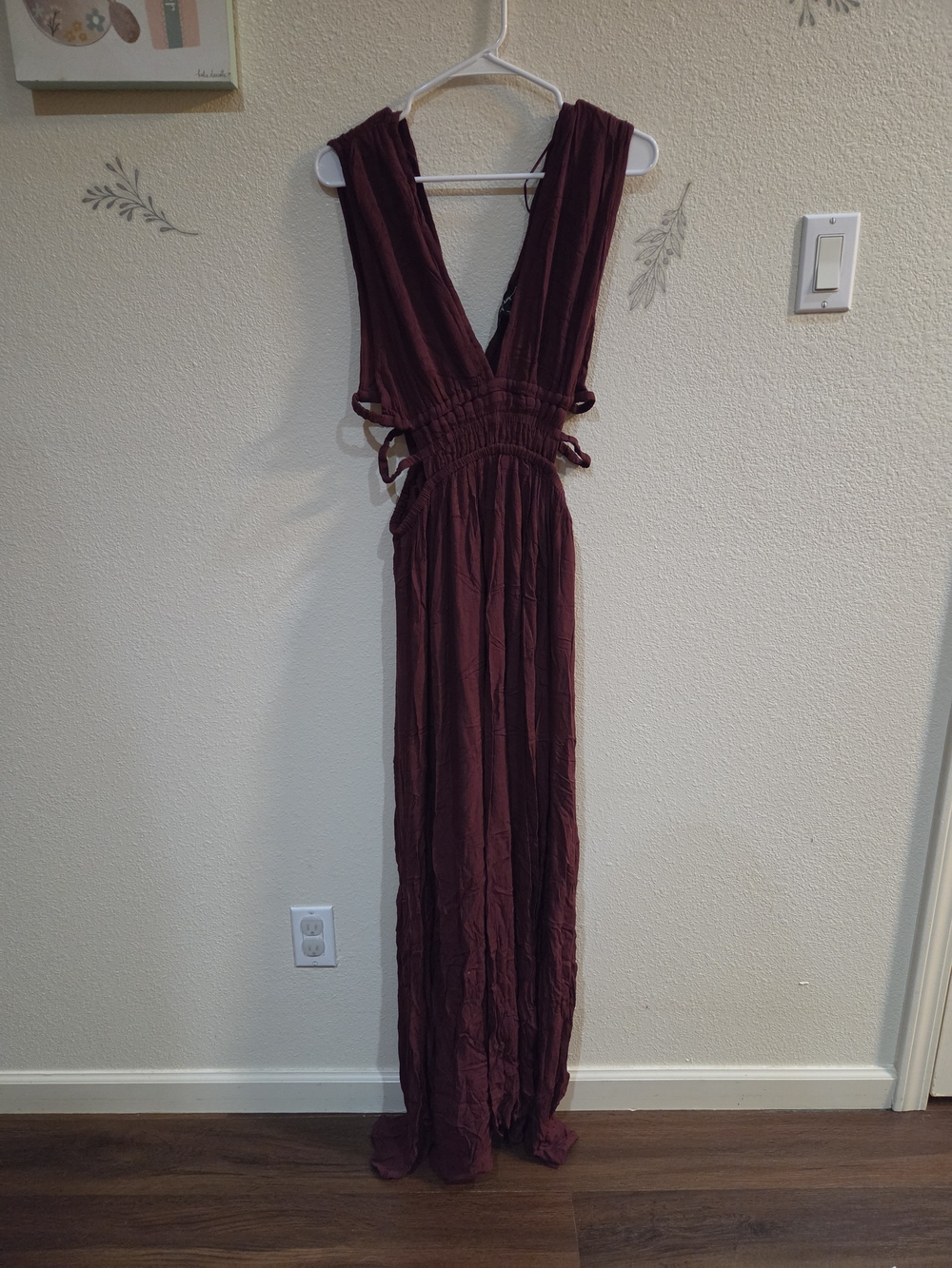 Lovely Day Wine Textured Maxi Dress Size Large